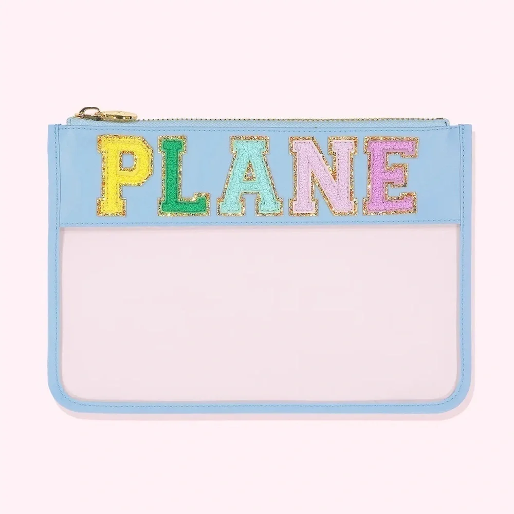 NWT STONEY CLOVER LN Plane Clear Flat Pouch in Blue